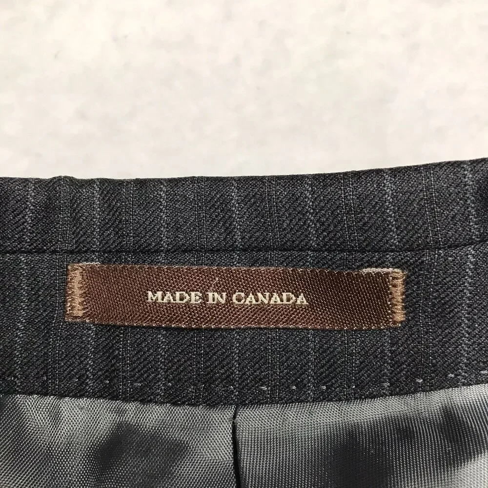 PETER MILLAR Suit Jacket Men 44R Black Pinstripe Wool 2 Button Double Vent USA